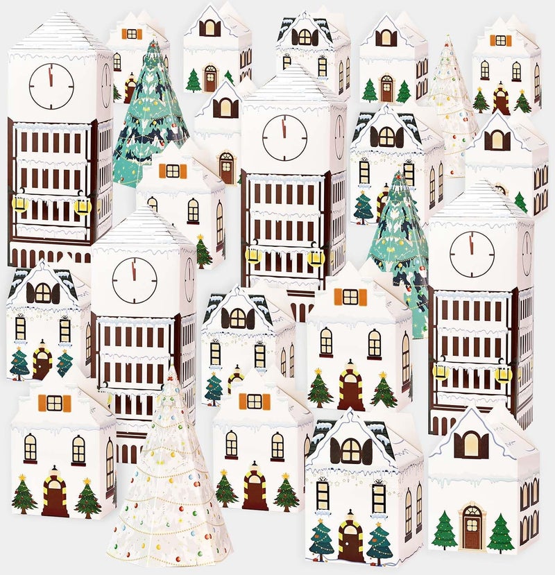 HEIPINIUYE 24 Empty Advent Calendar Boxes to Fill Yourself DIY Empty Christmas Countdown Calendars 2025 Fillable Advent Calendar Box for Boys Girls Adults Xmas White House Calendars Gift Boxes - Image 1